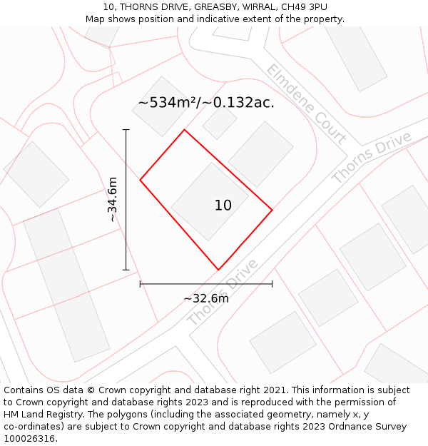 10, THORNS DRIVE, GREASBY, WIRRAL, CH49 3PU: Plot and title map