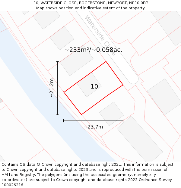 10, WATERSIDE CLOSE, ROGERSTONE, NEWPORT, NP10 0BB: Plot and title map
