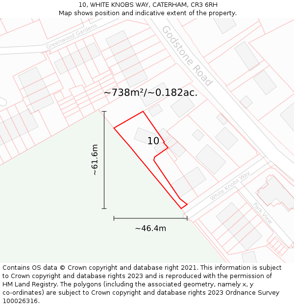 10, WHITE KNOBS WAY, CATERHAM, CR3 6RH: Plot and title map