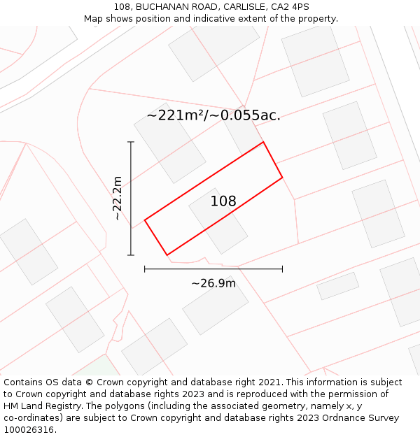 108, BUCHANAN ROAD, CARLISLE, CA2 4PS: Plot and title map