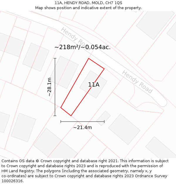 11A, HENDY ROAD, MOLD, CH7 1QS: Plot and title map