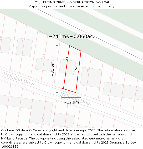 121, HELMING DRIVE, WOLVERHAMPTON, WV1 2AH: Plot and title map