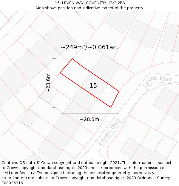 15, LEVEN WAY, COVENTRY, CV2 2RA: Plot and title map