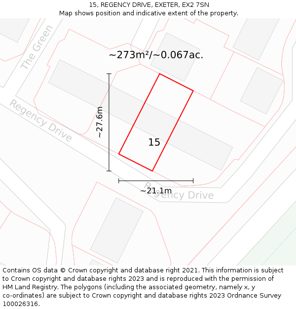15, REGENCY DRIVE, EXETER, EX2 7SN: Plot and title map