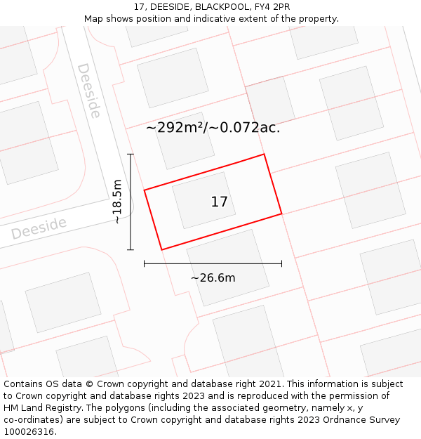 17, DEESIDE, BLACKPOOL, FY4 2PR: Plot and title map