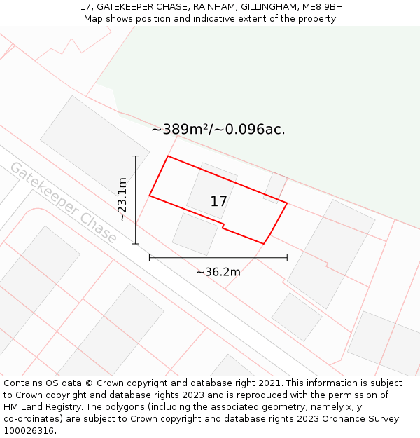 17, GATEKEEPER CHASE, RAINHAM, GILLINGHAM, ME8 9BH: Plot and title map