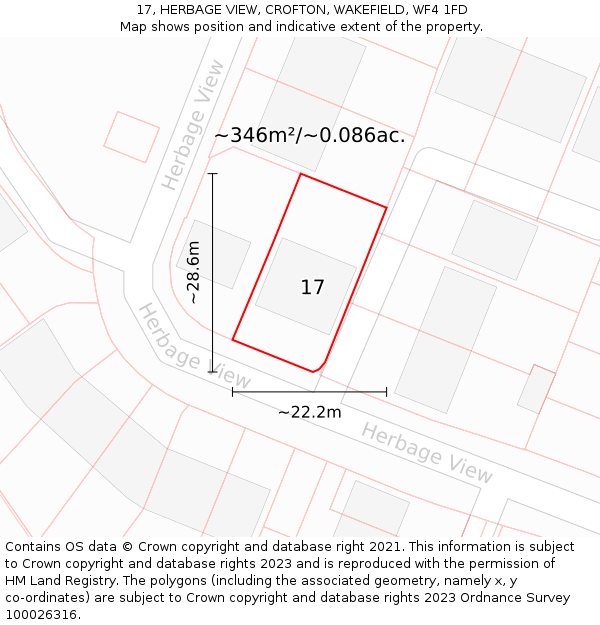 17, HERBAGE VIEW, CROFTON, WAKEFIELD, WF4 1FD: Plot and title map