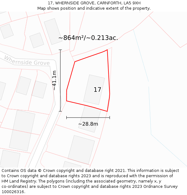17, WHERNSIDE GROVE, CARNFORTH, LA5 9XH: Plot and title map