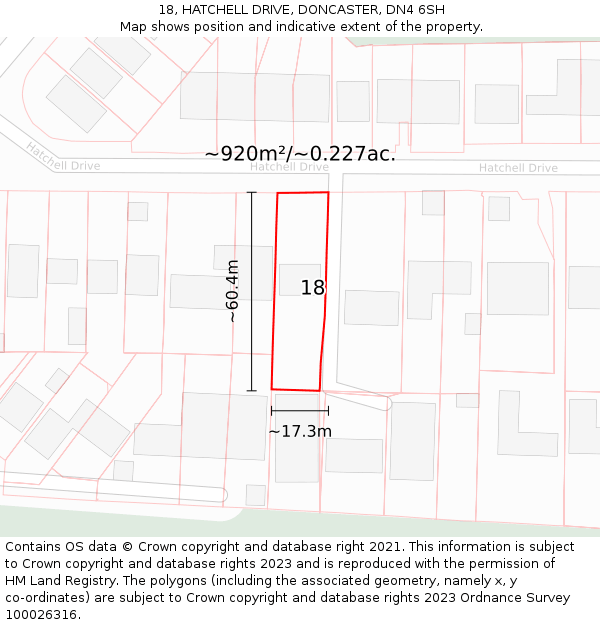 18, HATCHELL DRIVE, DONCASTER, DN4 6SH: Plot and title map