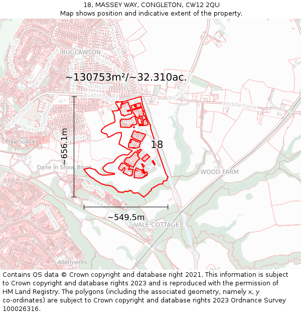 18, MASSEY WAY, CONGLETON, CW12 2QU: Plot and title map
