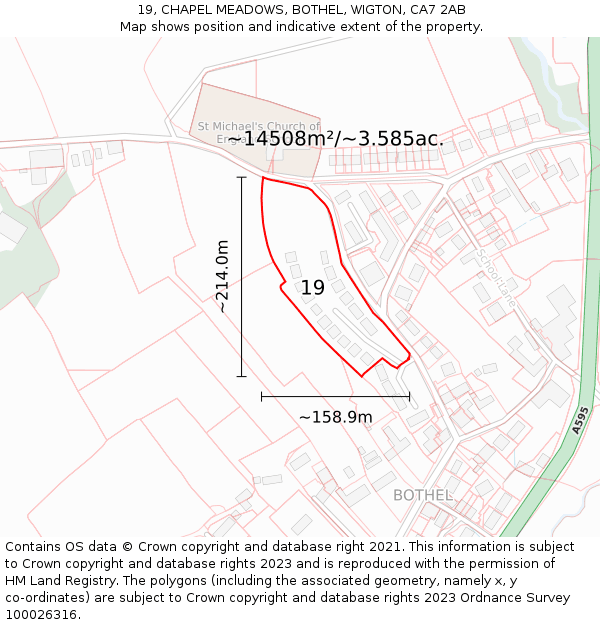 19, CHAPEL MEADOWS, BOTHEL, WIGTON, CA7 2AB: Plot and title map