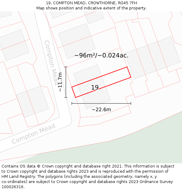 19, COMPTON MEAD, CROWTHORNE, RG45 7FH: Plot and title map