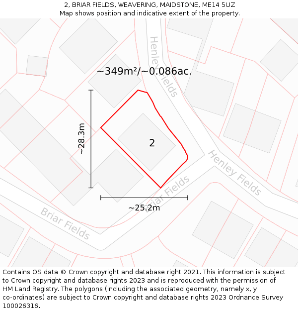 2, BRIAR FIELDS, WEAVERING, MAIDSTONE, ME14 5UZ: Plot and title map