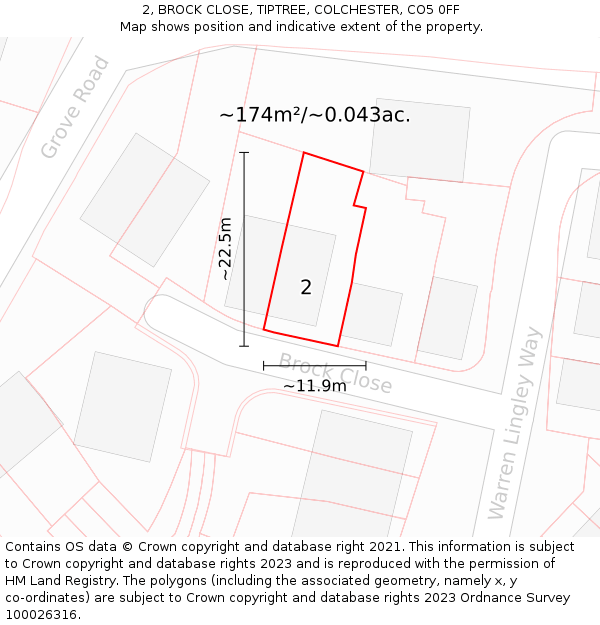 2, BROCK CLOSE, TIPTREE, COLCHESTER, CO5 0FF: Plot and title map