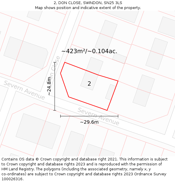 2, DON CLOSE, SWINDON, SN25 3LS: Plot and title map