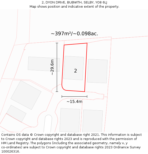 2, DYON DRIVE, BUBWITH, SELBY, YO8 6LJ: Plot and title map