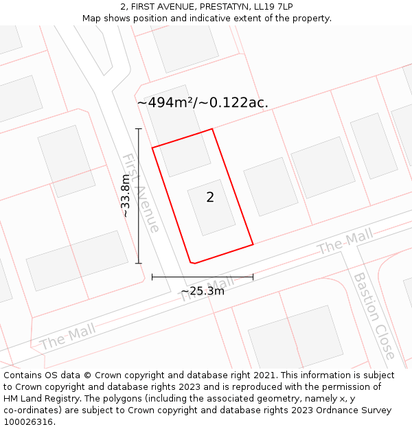 2, FIRST AVENUE, PRESTATYN, LL19 7LP: Plot and title map