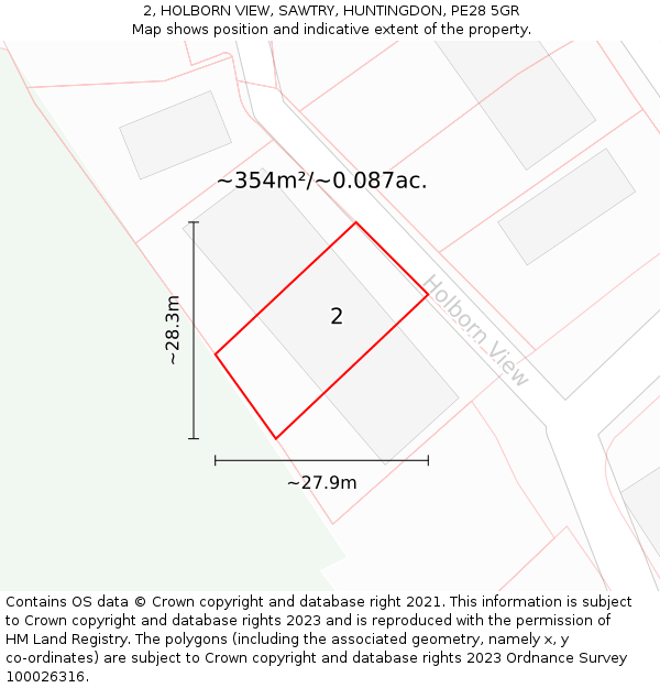 2, HOLBORN VIEW, SAWTRY, HUNTINGDON, PE28 5GR: Plot and title map