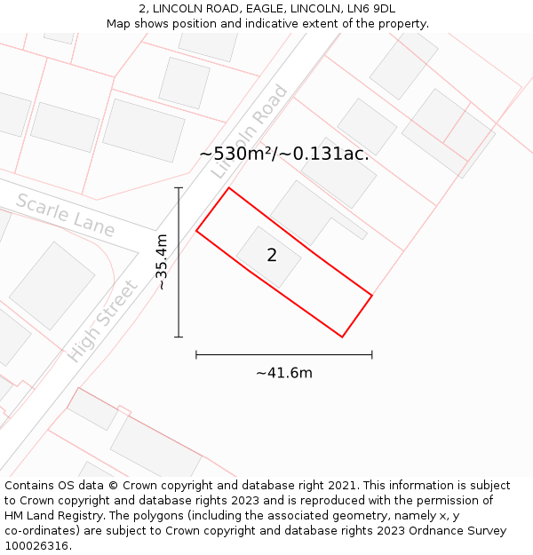 2, LINCOLN ROAD, EAGLE, LINCOLN, LN6 9DL: Plot and title map