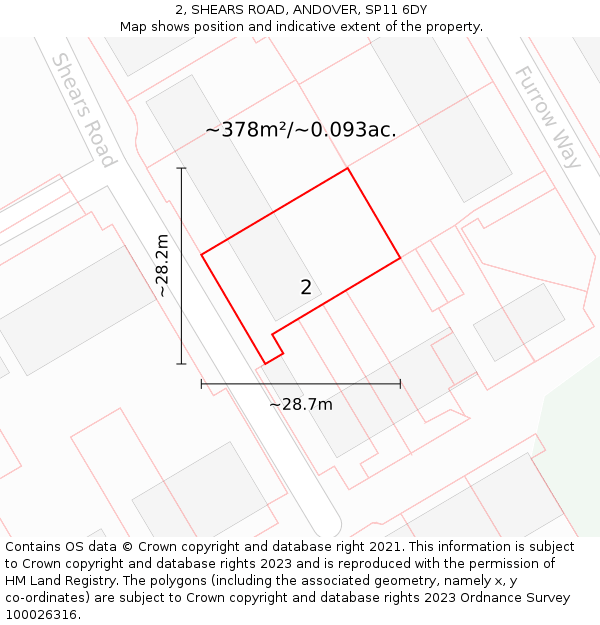 2, SHEARS ROAD, ANDOVER, SP11 6DY: Plot and title map