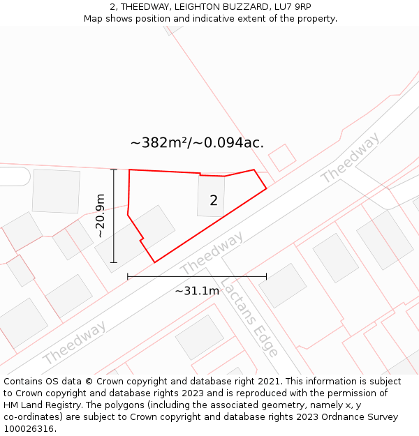 2, THEEDWAY, LEIGHTON BUZZARD, LU7 9RP: Plot and title map