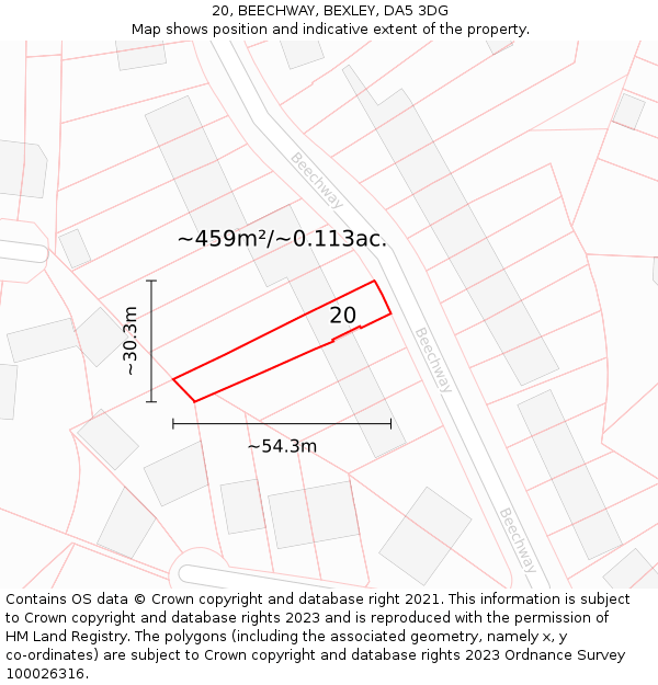 20, BEECHWAY, BEXLEY, DA5 3DG: Plot and title map