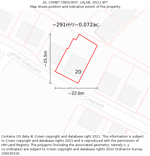 20, COMET CRESCENT, CALNE, SN11 8FT: Plot and title map