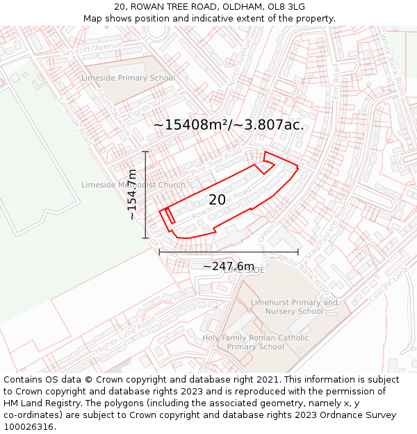20, ROWAN TREE ROAD, OLDHAM, OL8 3LG: Plot and title map