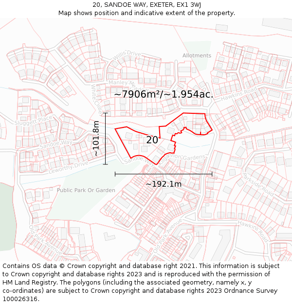 20, SANDOE WAY, EXETER, EX1 3WJ: Plot and title map
