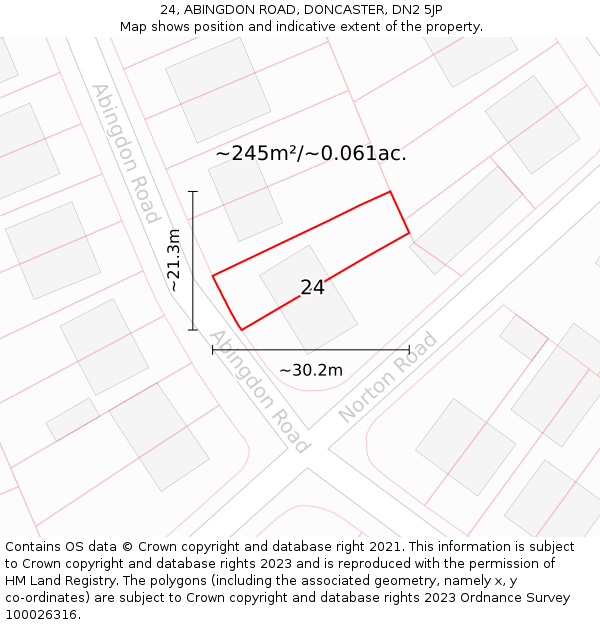 24, ABINGDON ROAD, DONCASTER, DN2 5JP: Plot and title map