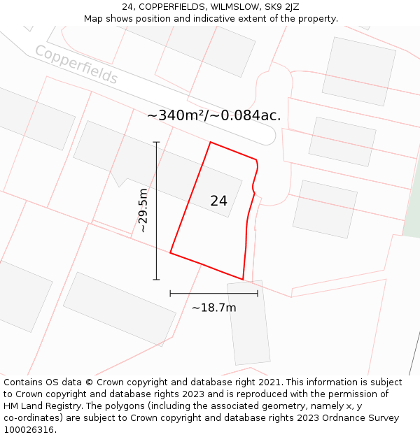 24, COPPERFIELDS, WILMSLOW, SK9 2JZ: Plot and title map