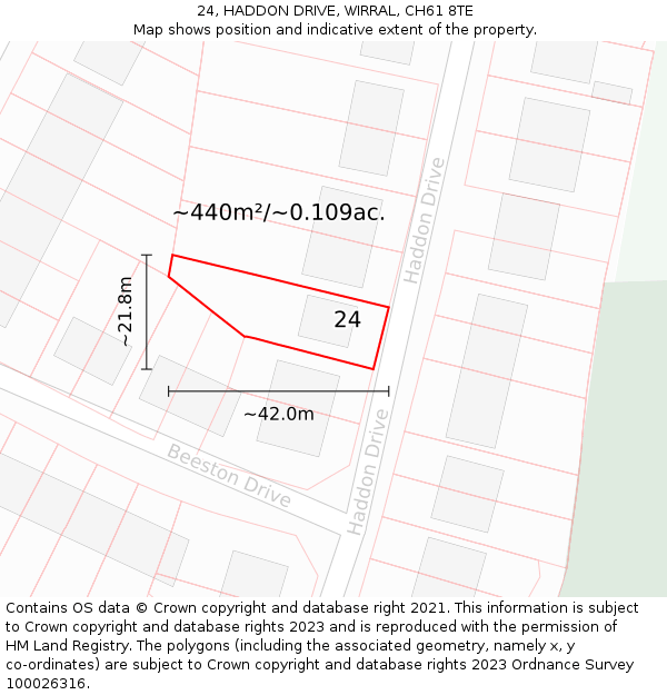 24, HADDON DRIVE, WIRRAL, CH61 8TE: Plot and title map