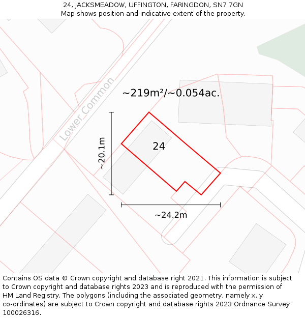 24, JACKSMEADOW, UFFINGTON, FARINGDON, SN7 7GN: Plot and title map