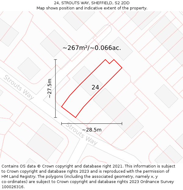 24, STROUTS WAY, SHEFFIELD, S2 2DD: Plot and title map
