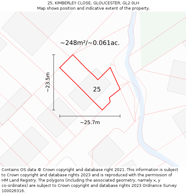 25, KIMBERLEY CLOSE, GLOUCESTER, GL2 0LH: Plot and title map