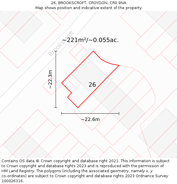 26, BROOKSCROFT, CROYDON, CR0 9NA: Plot and title map