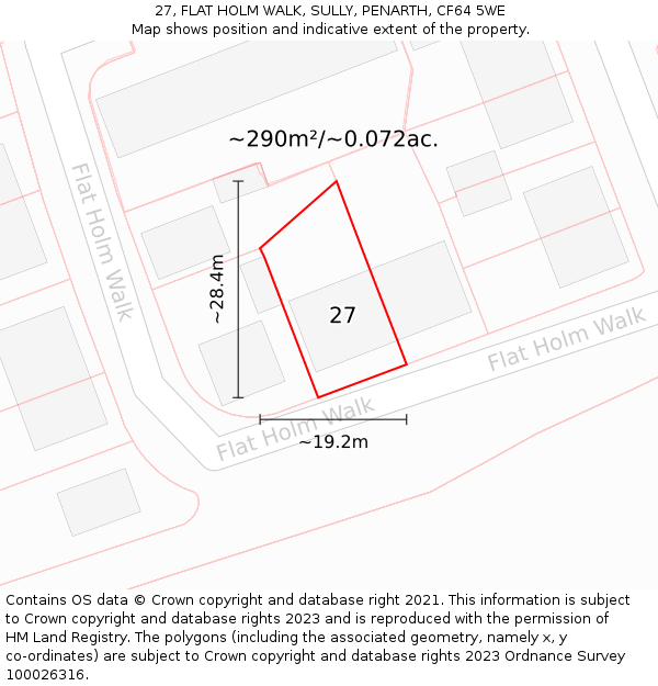 27, FLAT HOLM WALK, SULLY, PENARTH, CF64 5WE: Plot and title map