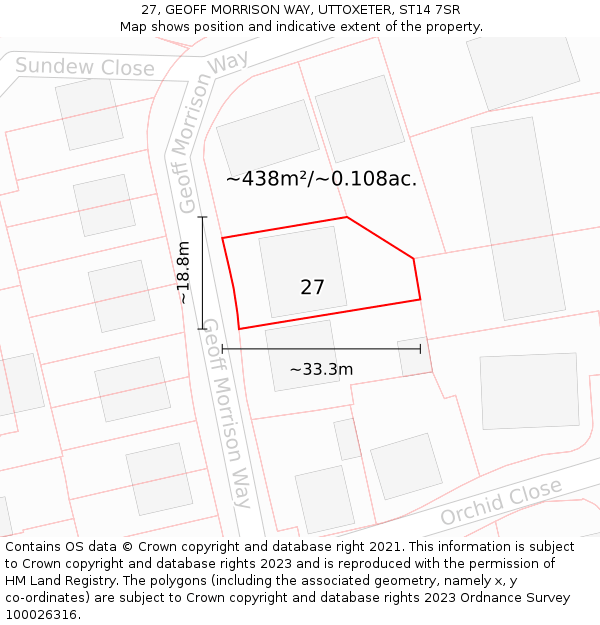 27, GEOFF MORRISON WAY, UTTOXETER, ST14 7SR: Plot and title map