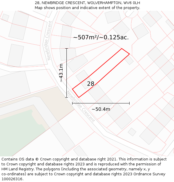 28, NEWBRIDGE CRESCENT, WOLVERHAMPTON, WV6 0LH: Plot and title map