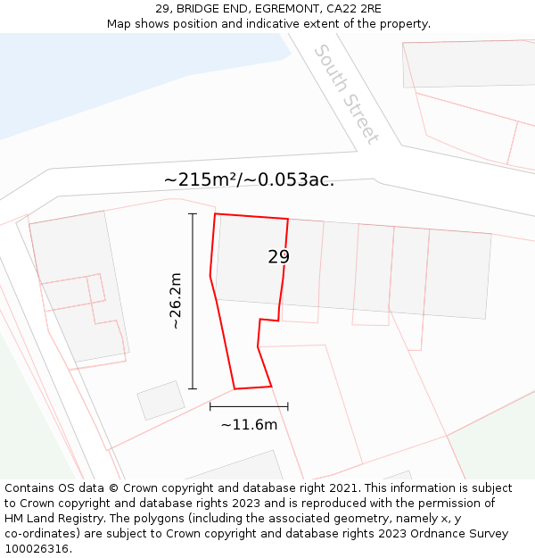 29, BRIDGE END, EGREMONT, CA22 2RE: Plot and title map