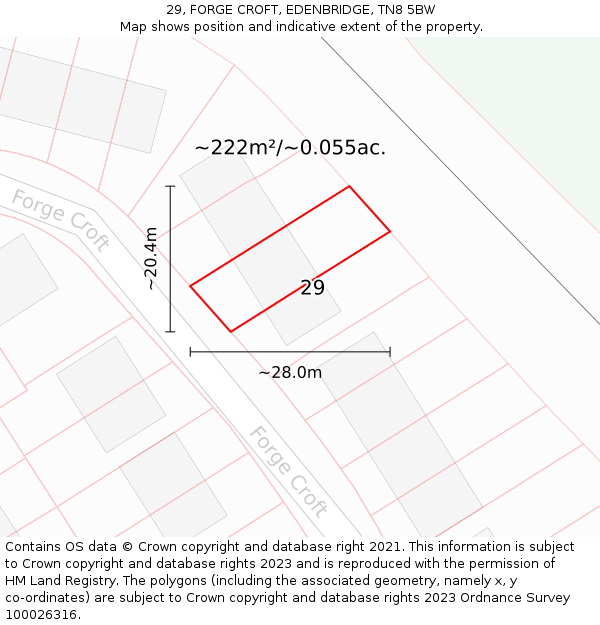 29, FORGE CROFT, EDENBRIDGE, TN8 5BW: Plot and title map