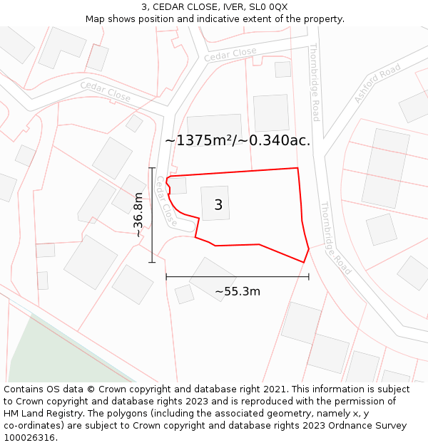 3, CEDAR CLOSE, IVER, SL0 0QX: Plot and title map