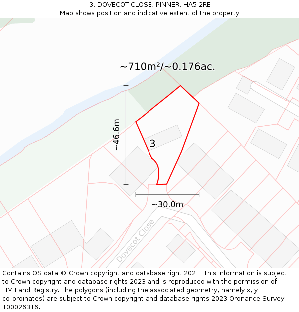3, DOVECOT CLOSE, PINNER, HA5 2RE: Plot and title map
