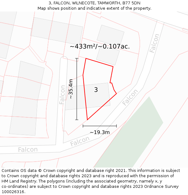 3, FALCON, WILNECOTE, TAMWORTH, B77 5DN: Plot and title map