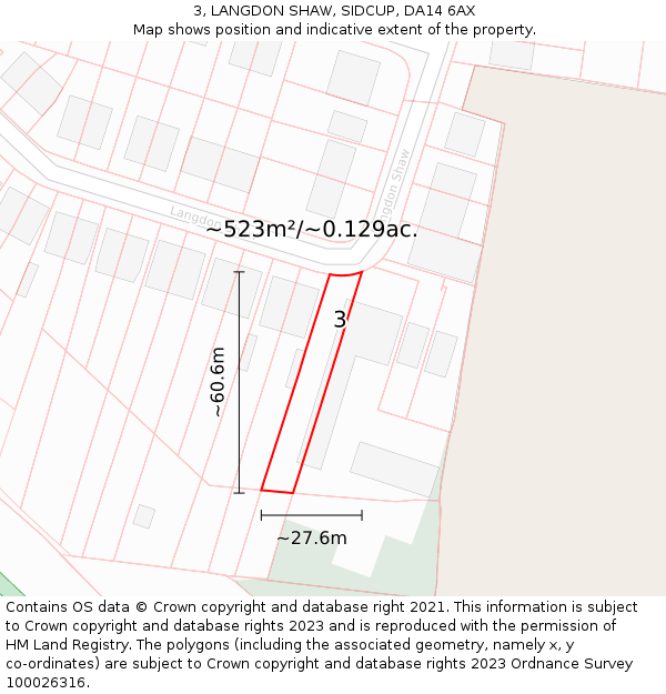 3, LANGDON SHAW, SIDCUP, DA14 6AX: Plot and title map