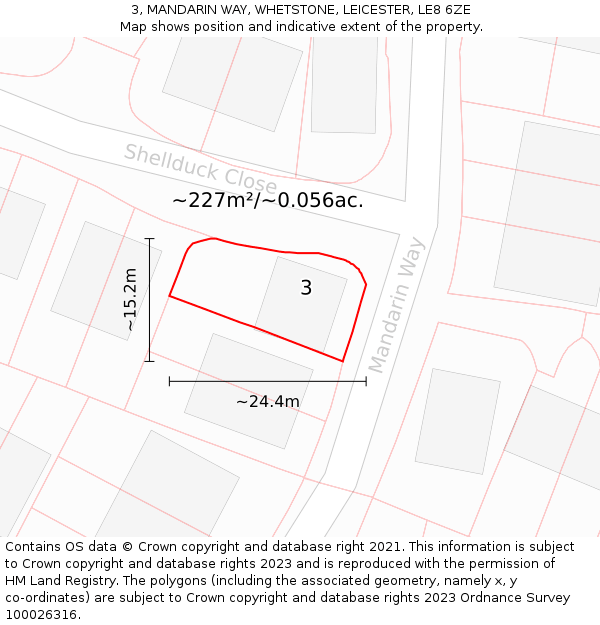 3, MANDARIN WAY, WHETSTONE, LEICESTER, LE8 6ZE: Plot and title map