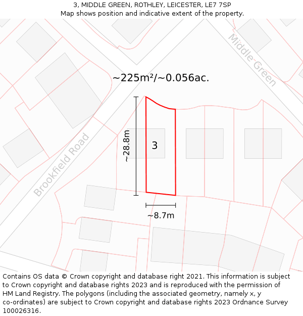 3, MIDDLE GREEN, ROTHLEY, LEICESTER, LE7 7SP: Plot and title map