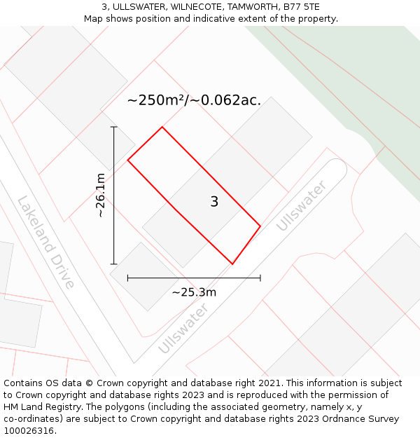 3, ULLSWATER, WILNECOTE, TAMWORTH, B77 5TE: Plot and title map