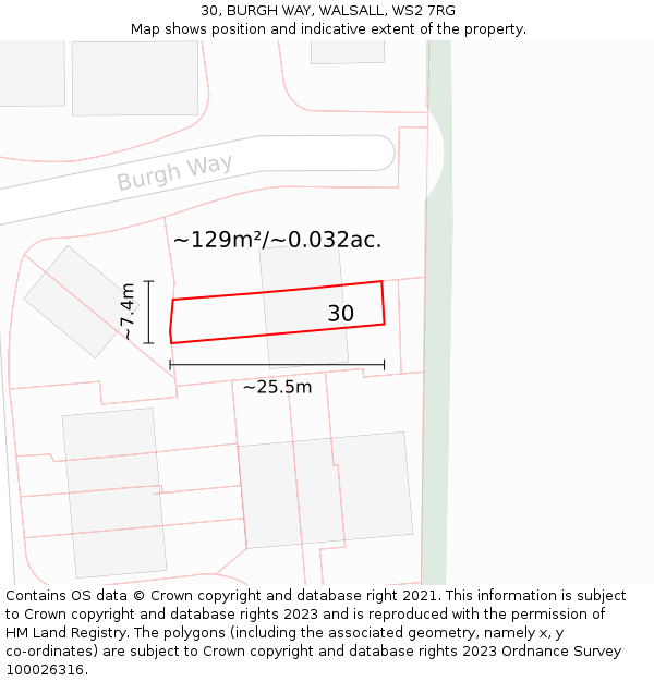 30, BURGH WAY, WALSALL, WS2 7RG: Plot and title map