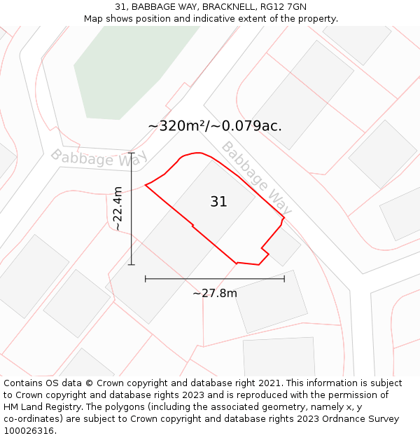 31, BABBAGE WAY, BRACKNELL, RG12 7GN: Plot and title map